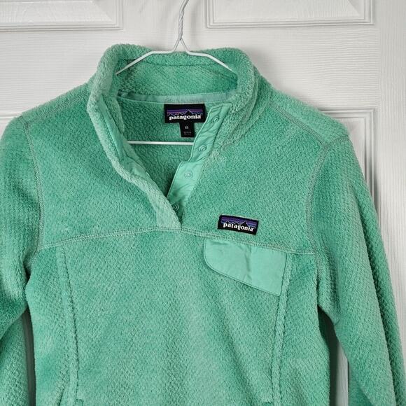Patagonia Snap T Fleece Pullover Womens XS Mint Green Textured Sweater Jacket - Picture 3 of 7